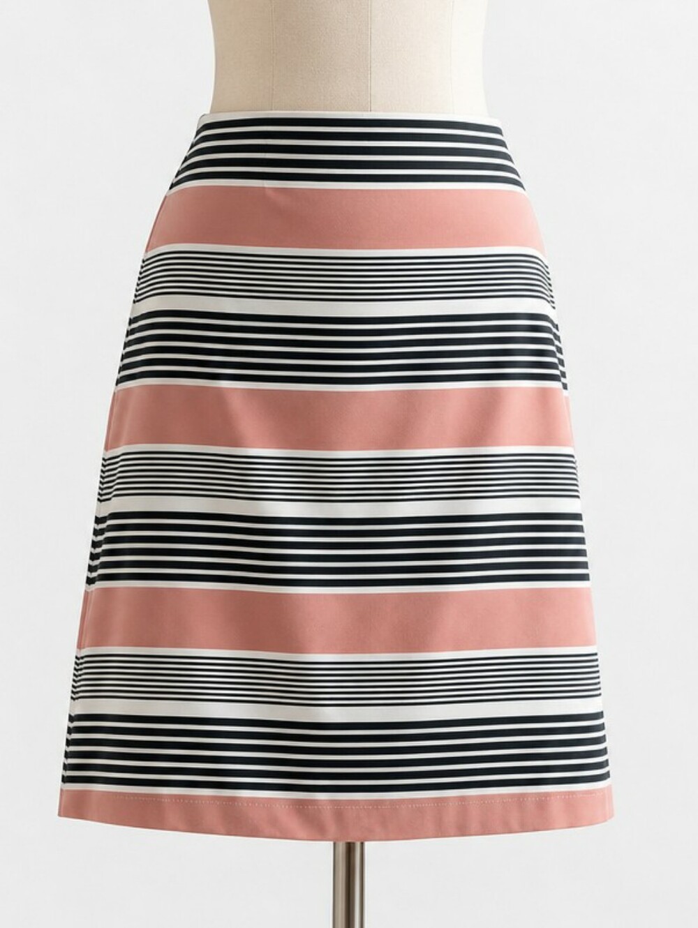 LOFT Black Tan White Striped Cotton Skirt • Size 6